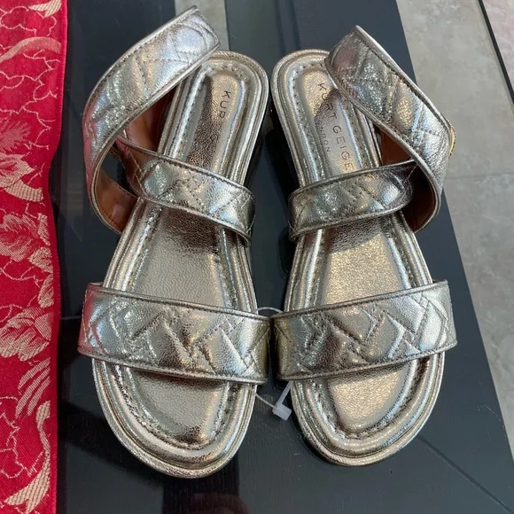 Kurt Geiger London Silver Mayfair Wrap Sandal Size 6.5